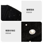 Black V-Neck Rhinestone Knitted Women Cardigan GOELIA
