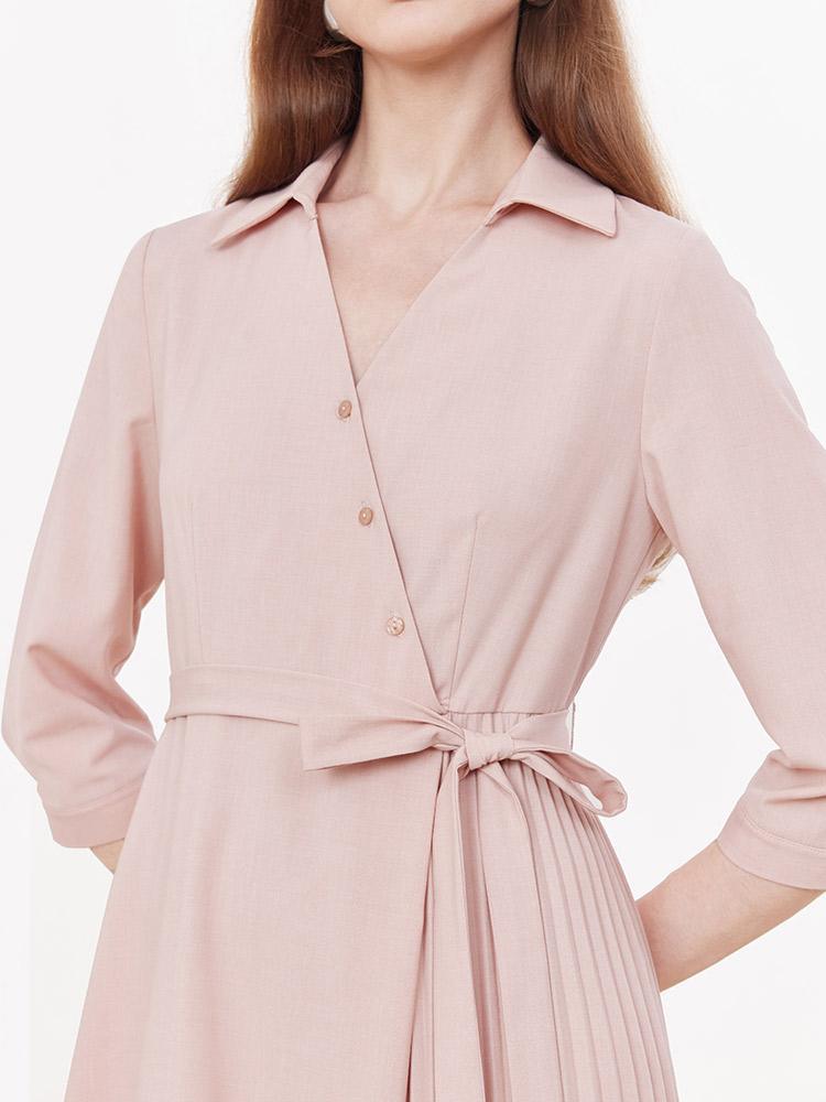 V-neck Double Layer Wrap Dress GOELIA