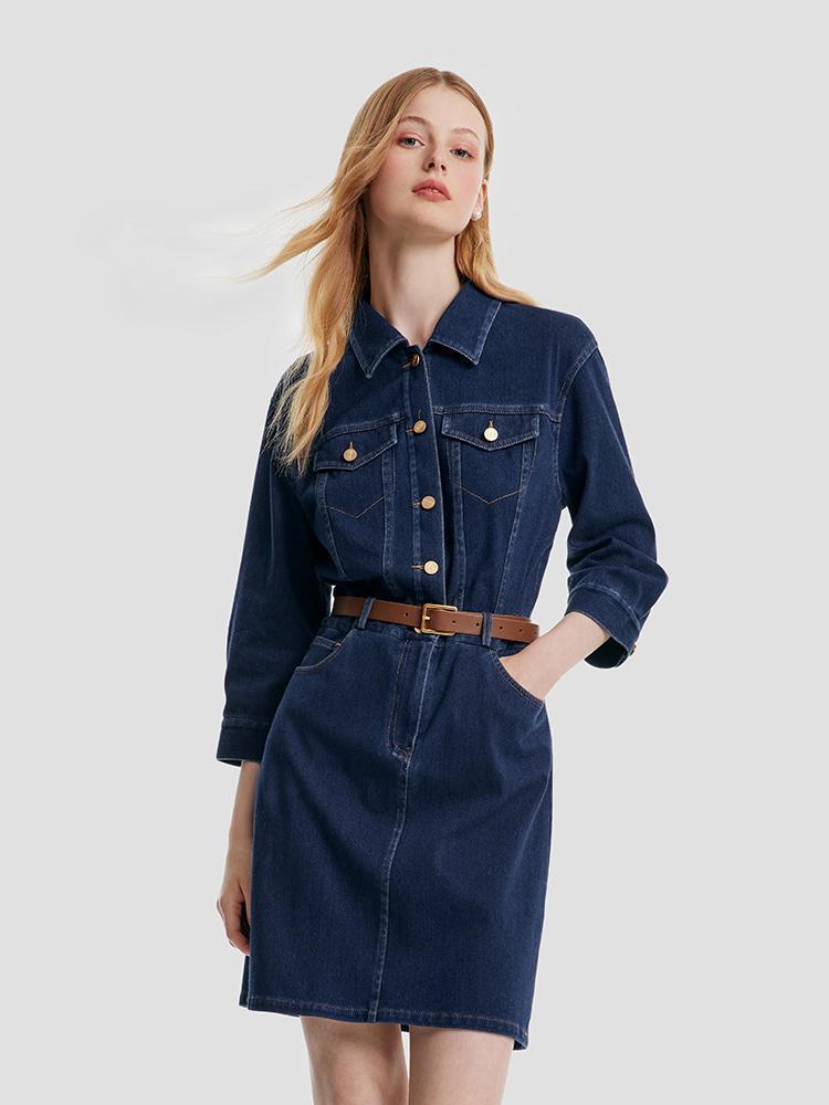 Denim Dress With Belt GOELIA