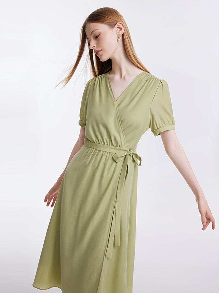 Diacetate Gathered Waist Dress GOELIA