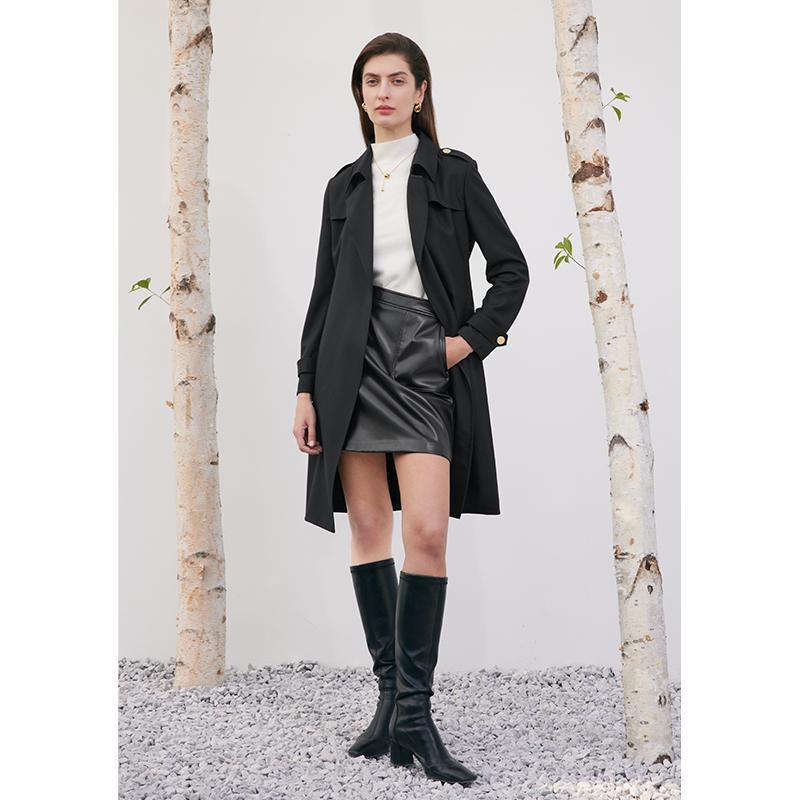 Worsted Wool Trench Coat With Belt GOELIA