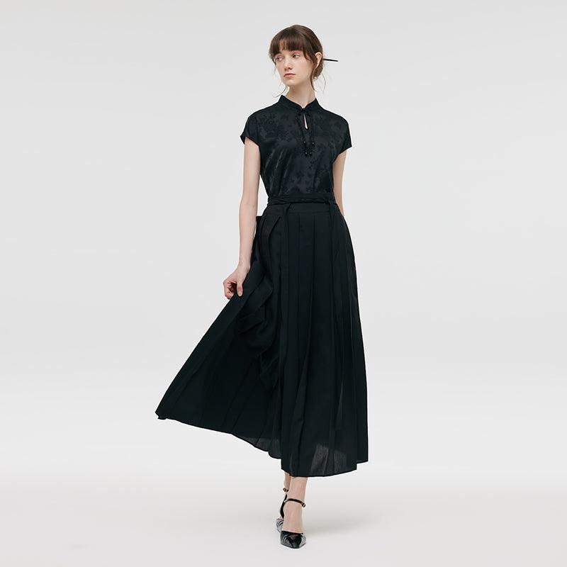 Contrast V-Neck Slim Knitted Women Midi Dress