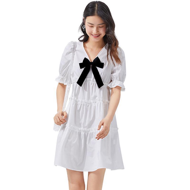 Ice Cool V-Neck Bowknot Dress GOELIA