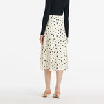 22 Momme Silk Polka Dots Printed Women Half Skirt With 3D Rose Clip And Knotted Headband And GOELIA