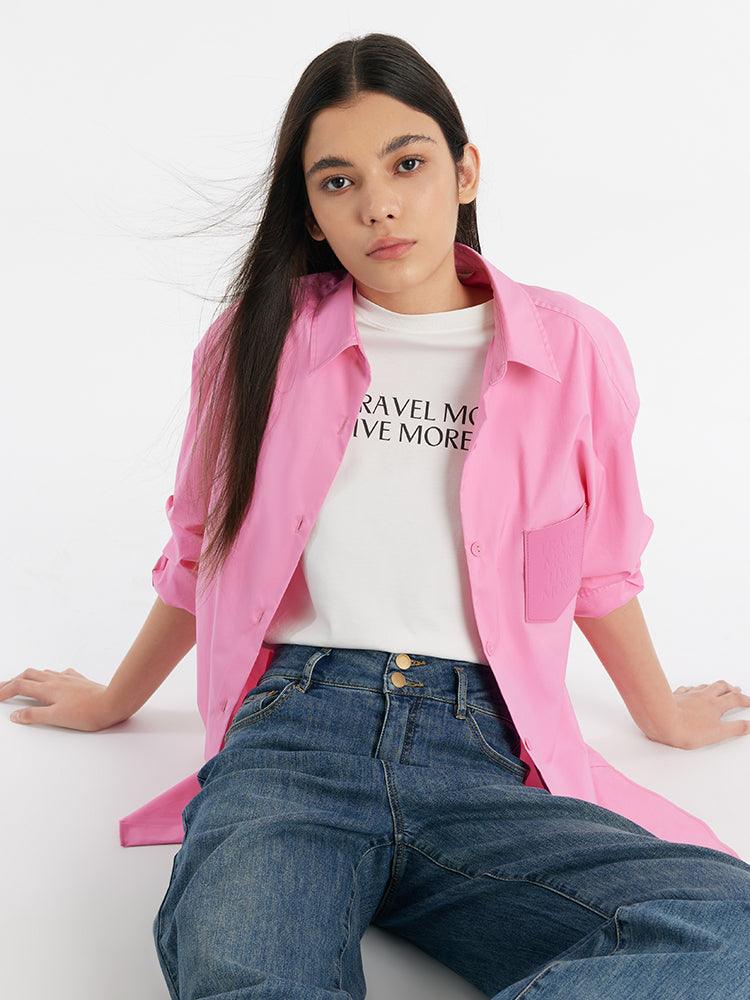 Pink Oversized Women Shirt Test GOELIA