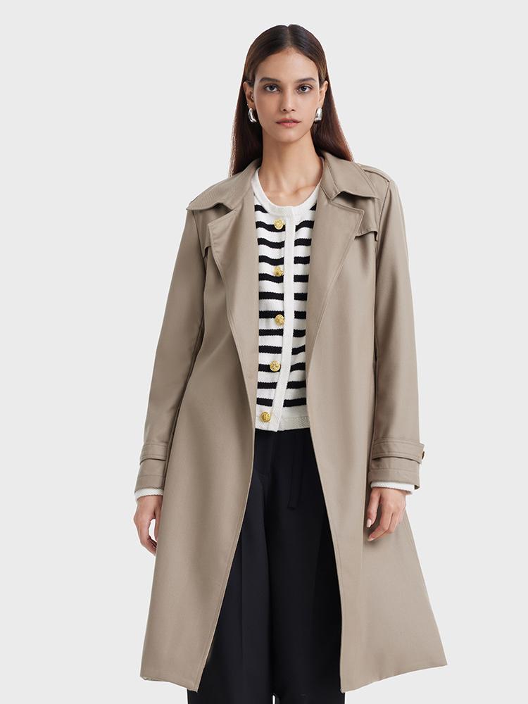 Worsted Wool Trench Coat With Belt GOELIA