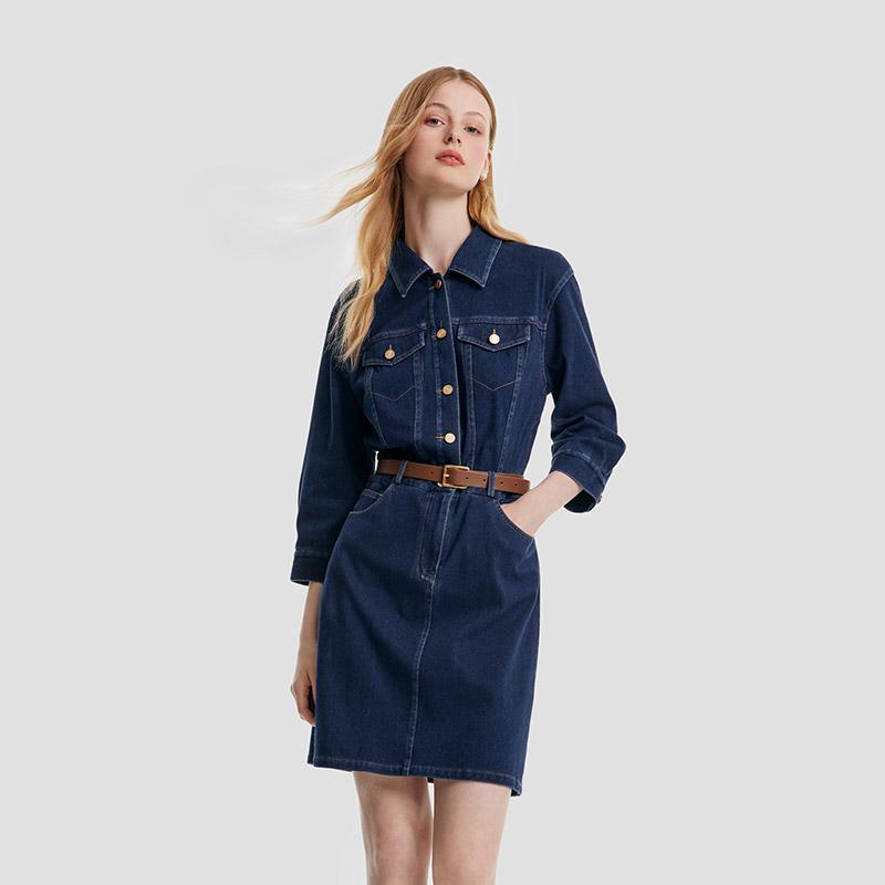 Denim Dress With Belt GOELIA