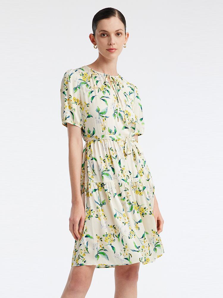 19 Momme Silk Floral Dress GOELIA