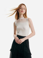 Tencel And Woolen Lace Ruffle Women Tank Top GOELIA
