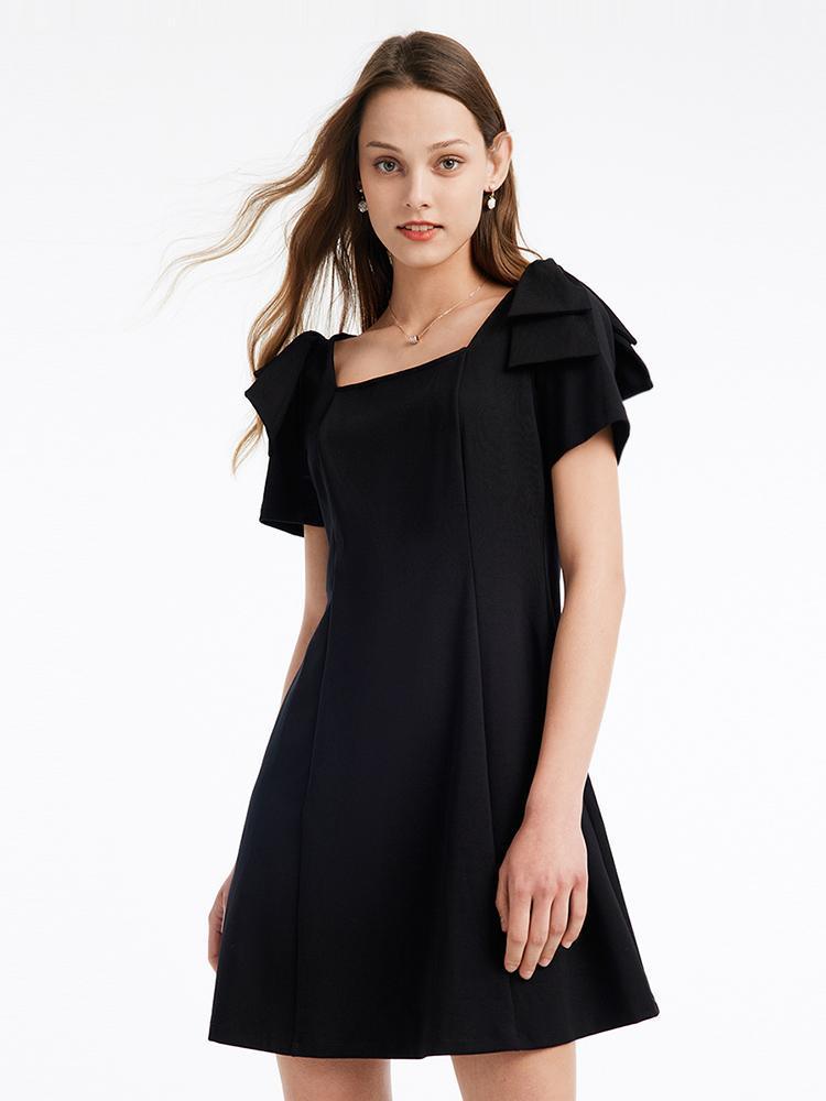 Shoulder Bowknot Square Neck Dress GOELIA