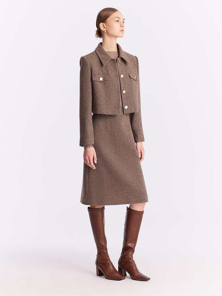 Washable Wool Jacket+Skirt+Wool Sweater GOELIA