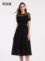 Short Sleeve Mesh Layered Dress Test Test GOELIA