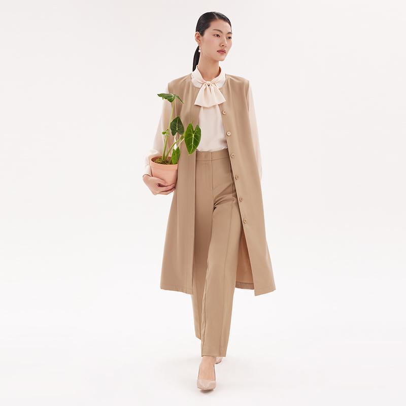 Worsted Wool Trench Coat (Jacket+Vest Dress) GOELIA