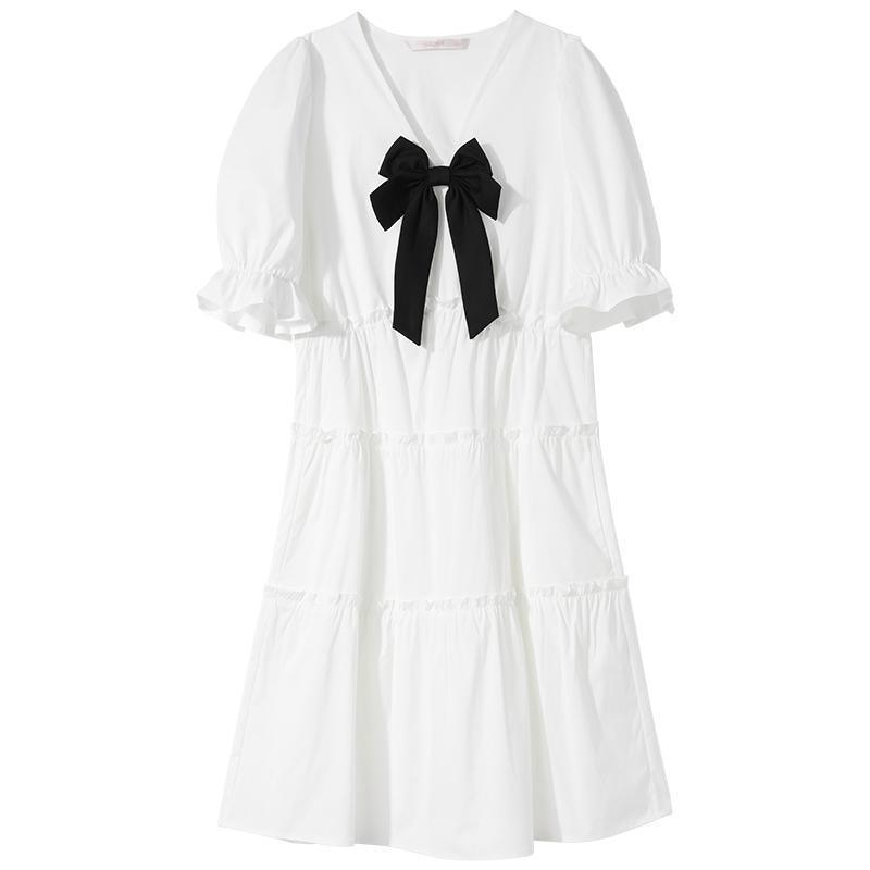 Ice Cool V-Neck Bowknot Dress GOELIA