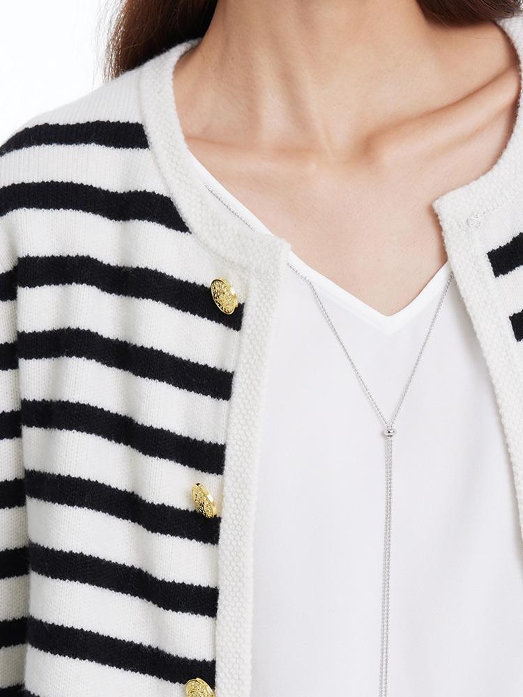 Button Up Wool Striped Cardigan GOELIA