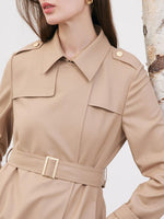 Worsted Wool Trench Coat With Belt GOELIA