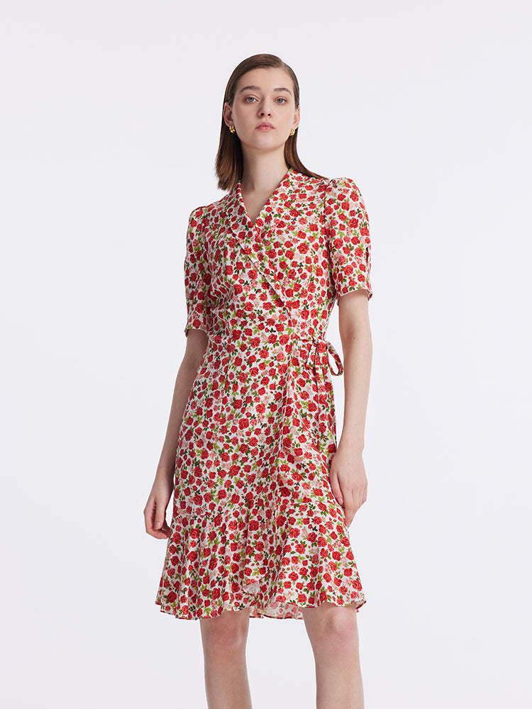 Minikleid mit Rüschen und Rosenprint für Damen 