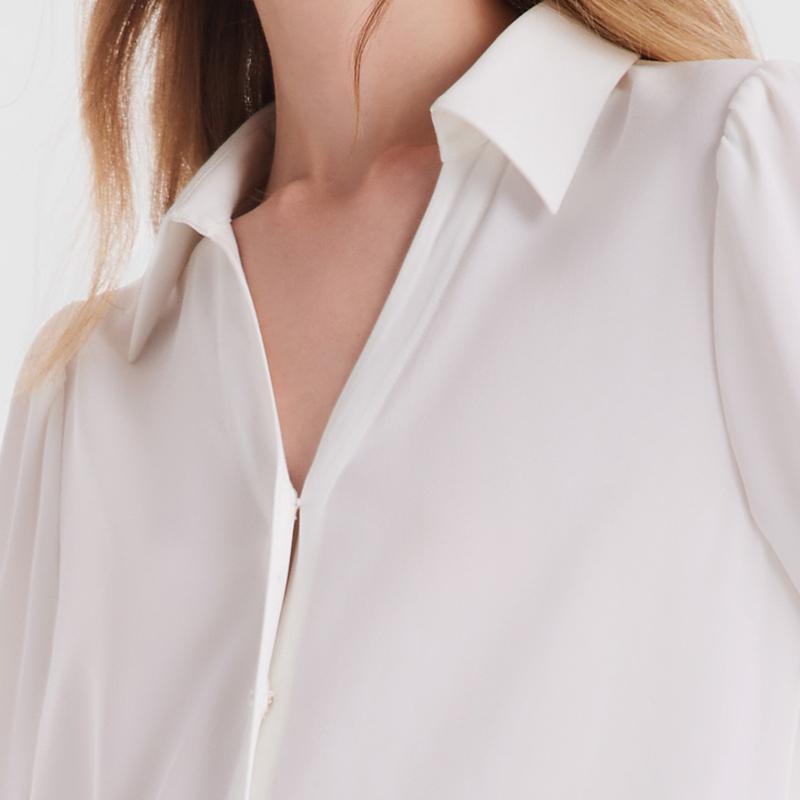 V-Neck Straight Fit Acetate Women Shirt GOELIA