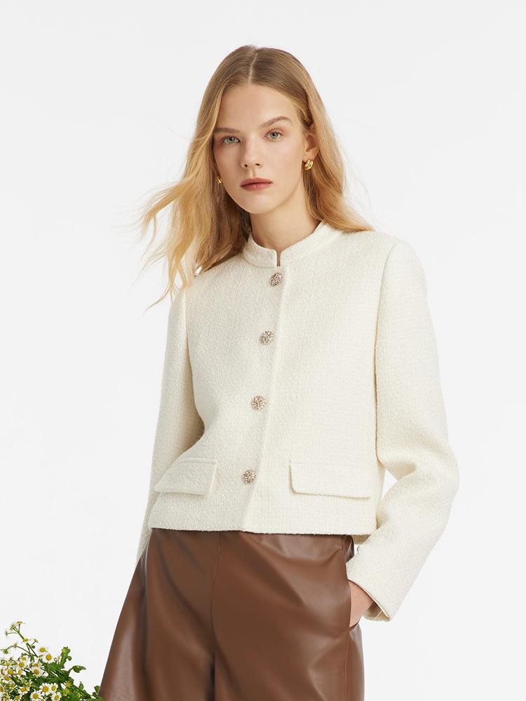 Wool Blend Small Fragrant Standing Collar Jacket GOELIA