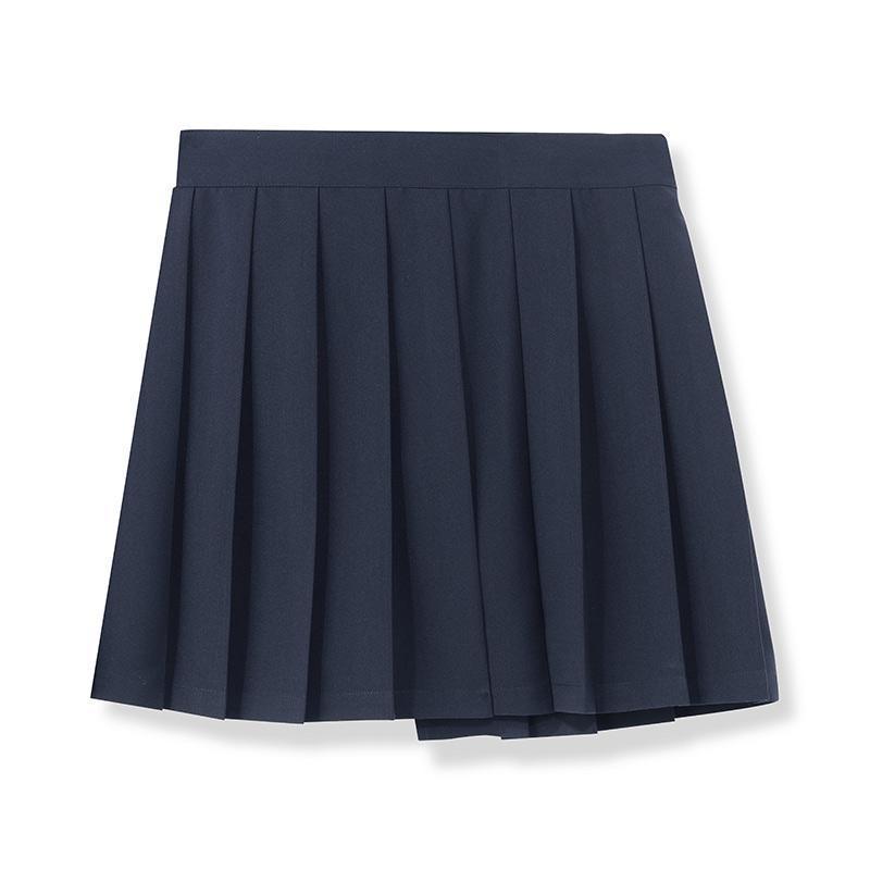 Navy Blue Reversible Style Pleated Skirt Shorts GOELIA