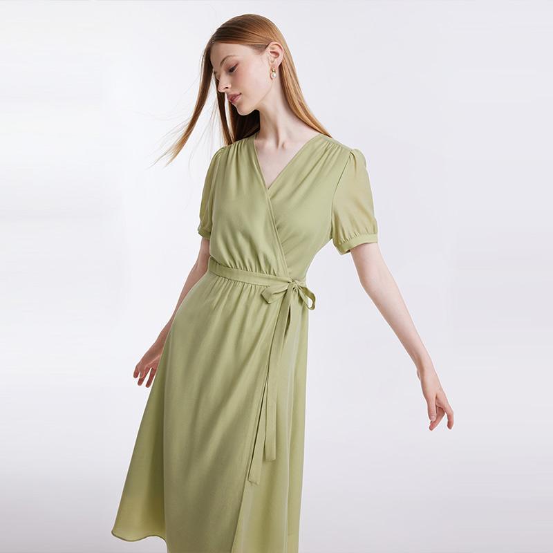 Diacetate Gathered Waist Dress GOELIA