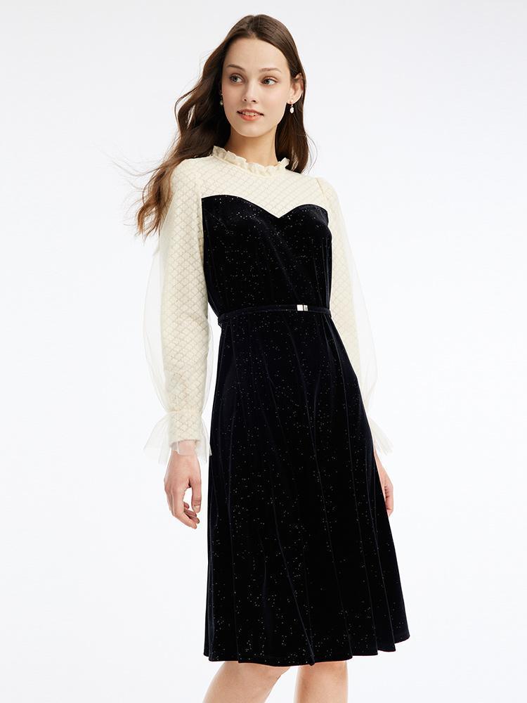 Velvet Patchwork Color Block Dress