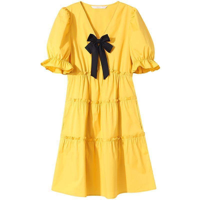 Ice Cool V-Neck Bowknot Dress GOELIA