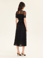 Short Sleeve Mesh Layered Dress Test Test GOELIA