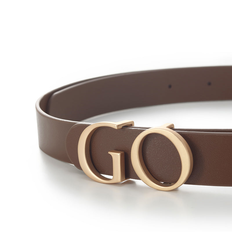 GO Letter Middle Size Women Leather Belt GOELIA