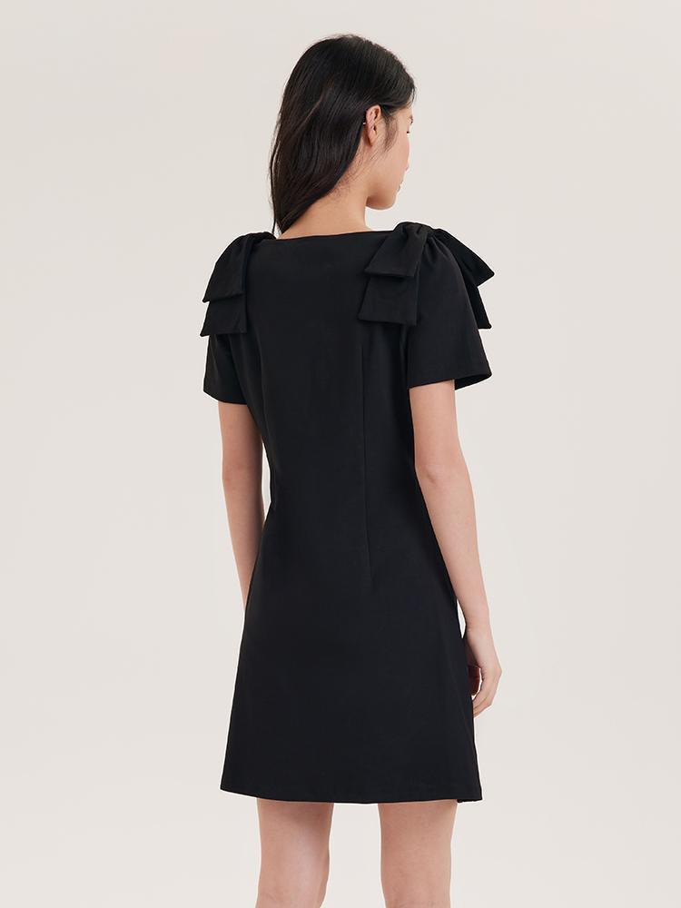 Shoulder Bowknot Square Neck Dress GOELIA