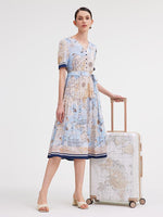 19 Momme Silk Map Printed Dress GOELIA