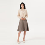 16 MM Pure Silk Lace-Up Ruffled Collar Slim Streamer Blouse GOELIA