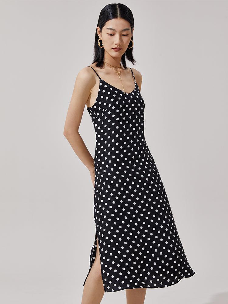 Silk Polka Dots Slip Dress GOELIA