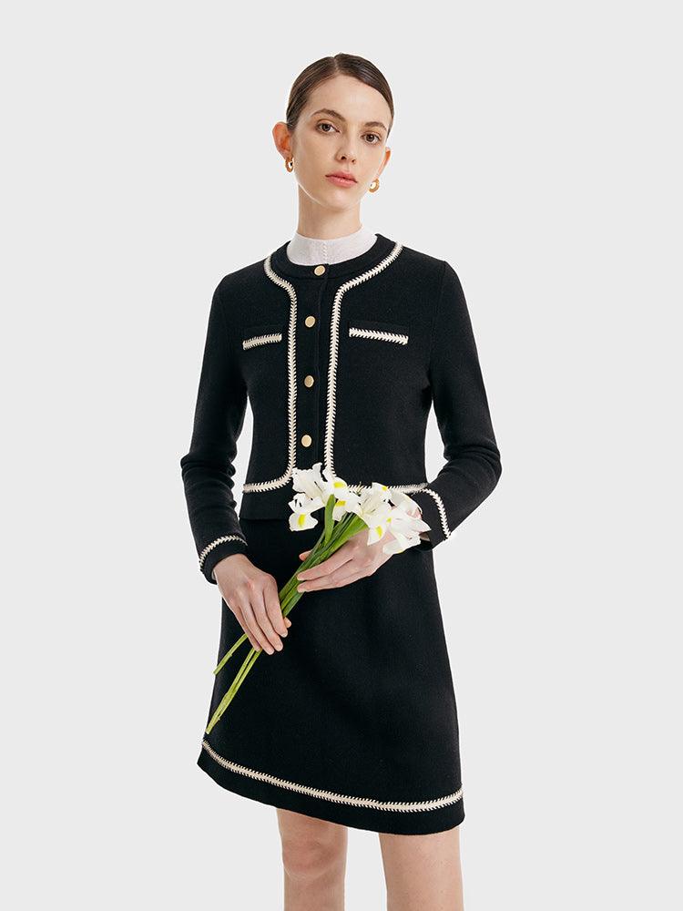 Knitted Tweed Jacket And Skirt Two-Piece Suit New