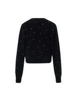 Black V-Neck Rhinestone Knitted Women Cardigan GOELIA
