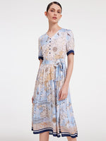 19 Momme Silk Map Printed Dress GOELIA