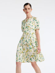 19 Momme Silk Floral Dress GOELIA