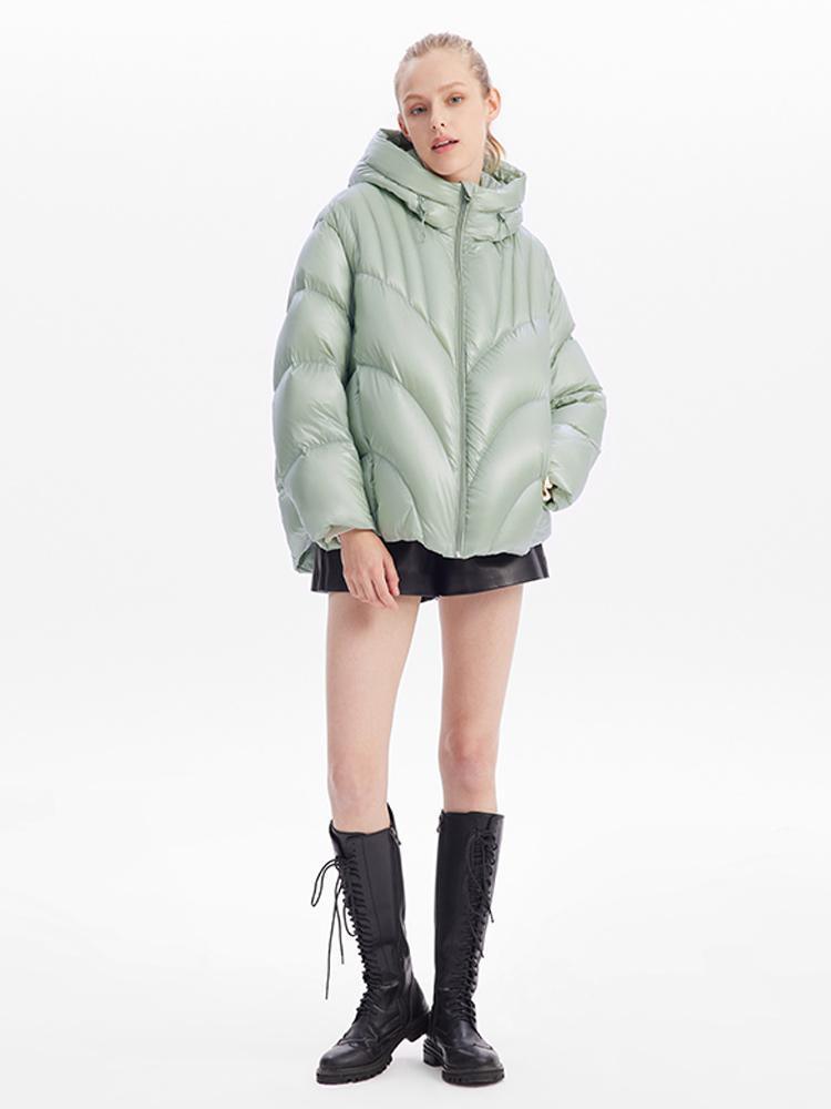 Green Goose Down Crop Puffer GOELIA