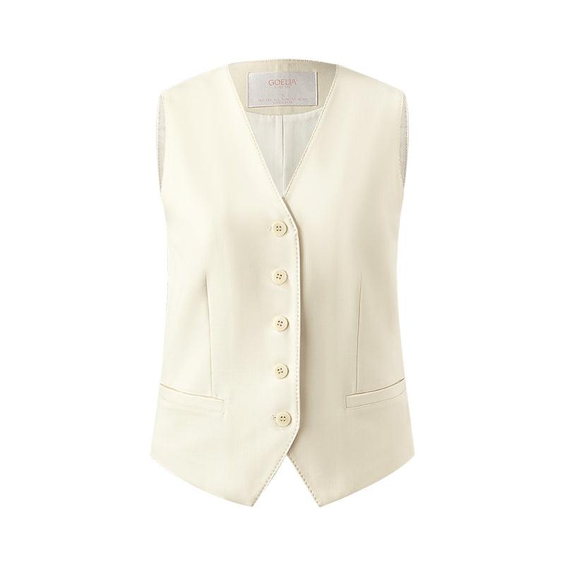 Worsted Wool Single-Breasted Women Vest GOELIA