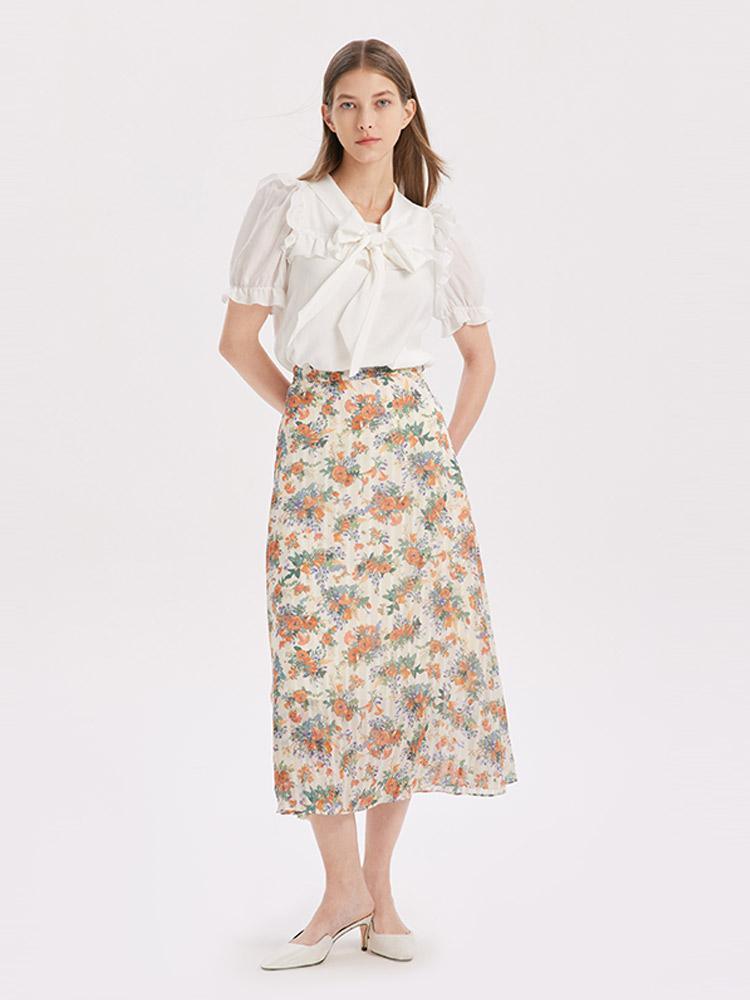 Retro One-Pieced Floral Skirt GOELIA