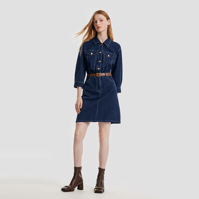 Denim Dress With Belt GOELIA