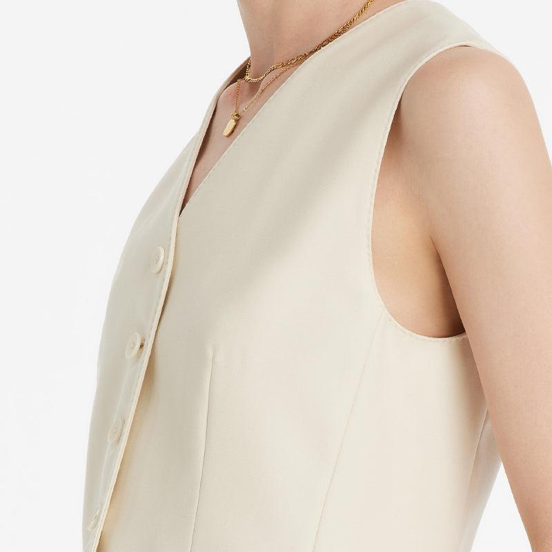 Worsted Wool Single-Breasted Women Vest GOELIA