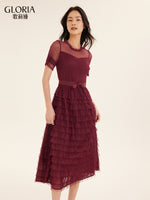Short Sleeve Mesh Layered Dress Test Test GOELIA