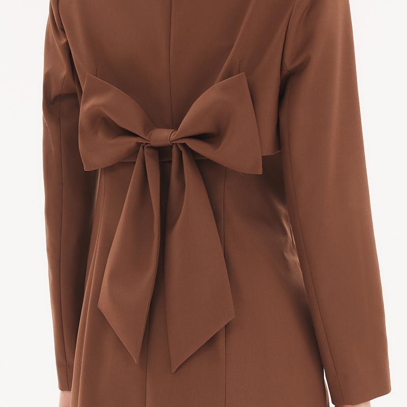 Detachable Bowknot Blazer And Midi Work Dress Two-Piece Suit GOELIA