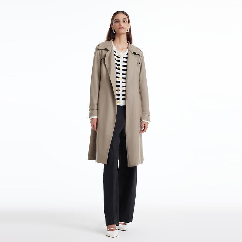 Worsted Wool Trench Coat With Belt GOELIA