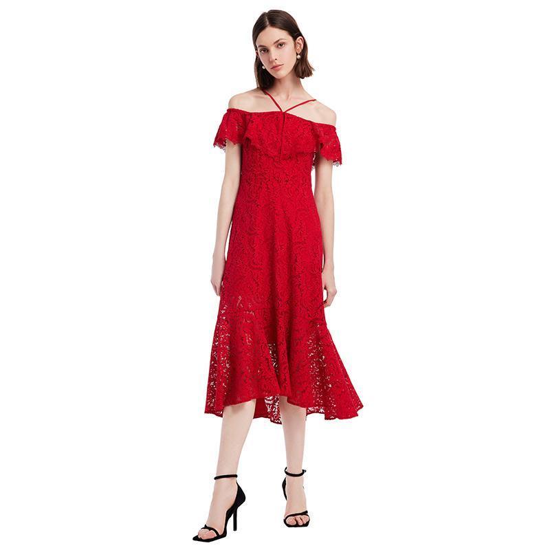 Hollow Lace Midi Dress GOELIA