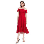 Hollow Lace Midi Dress GOELIA