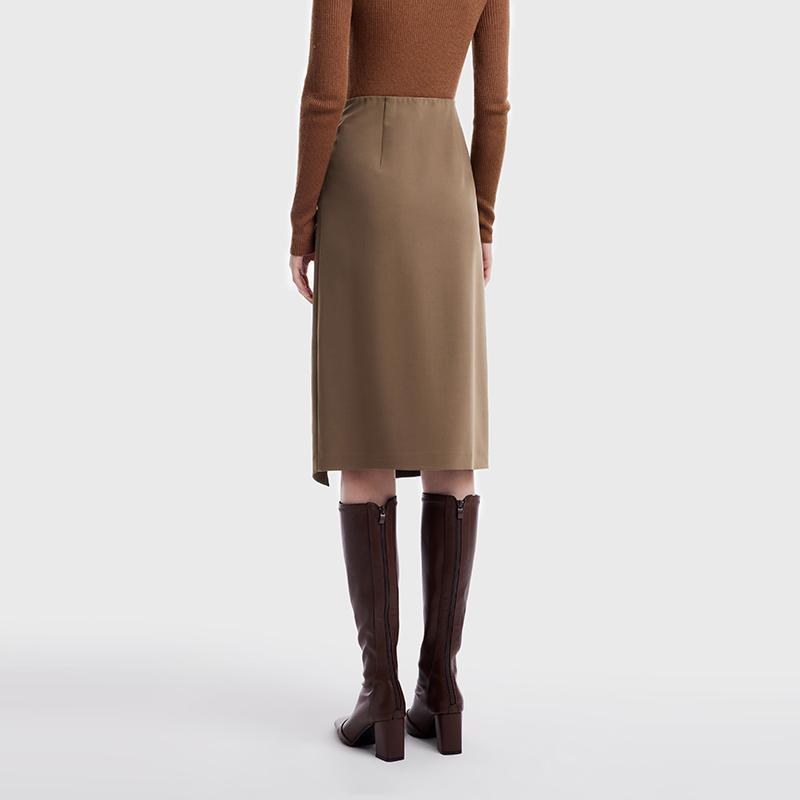 Double Worsted Woolen Slit Skirt GOELIA