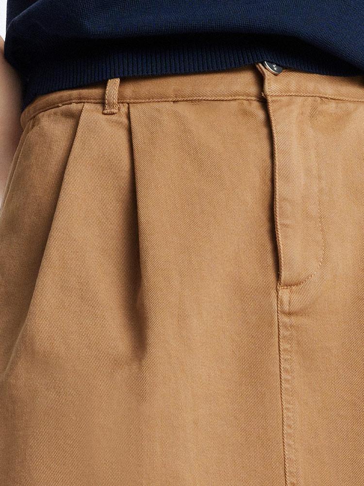 Camel A-Line Mini Skirt With Belt GOELIA