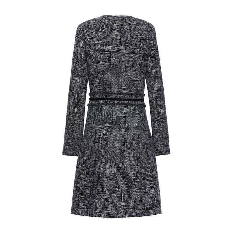 Round Neck Tweed Dress With Belt GOELIA